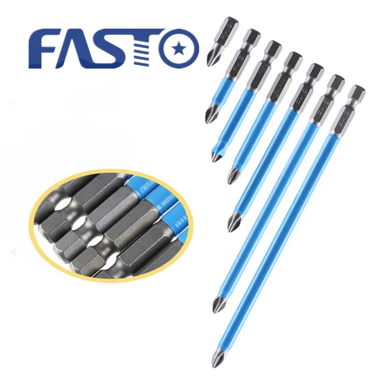 Fasto Hot Sale Hex Shank Drill Bit Sets 10pcs Bits Phillips Head Power Tool Accessory With Blue Rubber Magnetic Bit