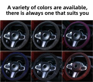 Housse de volant de voiture de luxe en polyester, élastique, sans anneau intérieur, entièrement ornée de diamants estampés à chaud, OLIVER, ajustement universel - Product Image 6