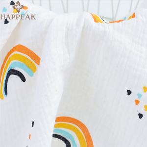 HAPPEAK arc-en-ciel impression <span class=keywords><strong>Double</strong></span> <span class=keywords><strong>gaze</strong></span> tissu par Yard mousseline <span class=keywords><strong>coton</strong></span> tissu matériel pour la fabrication <span class=keywords><strong>de</strong></span> vêtements légers - Product Image 6