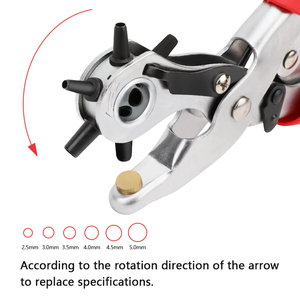 Adjustable Smooth Cutting <strong>Leather</strong> <strong>Belt</strong> <strong>Hole</strong> <strong>Puncher</strong> 3 Years Industrial Set with Custom Logo Silver Steel Grip Copper Material - Product Image 2