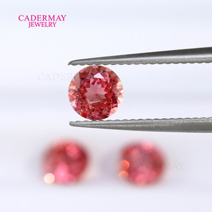 Cadermay Padparadscha Orange Ruby Round Loose Stone Synthetic Lab Created For Jewelry Making - Product Image 3