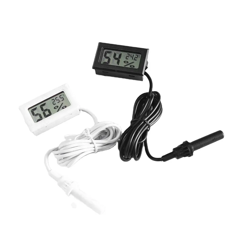 Digital LCD Display Thermometer Hygrometer With Sensor Wire For Indoor Climbing pet car refrigerator