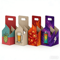 Cartons en carton ondulé recyclables écologiques personnalisés avec poignée pour l'emballage de bière et de boissons chaudes, conception de logo personnalisée