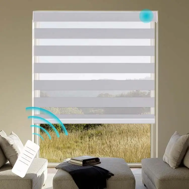 Sem fio automático Zebra Rollers Shades Para Sala de estar inteligente elétrico Duplo Rolo Cortinas Tons Persianas