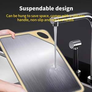 Planche à découper en acier inoxydable/paille <span class=keywords><strong>de</strong></span> blé PP, nouvelle conception 2026, cadeaux <span class=keywords><strong>de</strong></span> cuisine, facile à nettoyer, grande planche à découper double face - Product Image 5