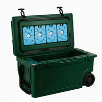 Glacière isotherme portable moderne 55QT grande capacité avec roues, design rotomoulé, étanche, antidérapante, anti-fuite, réutilisable, en PE pour aliments