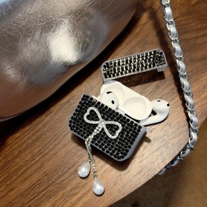 Étui pour écouteurs sans fil Apple <span class=keywords><strong>Airpods</strong></span> 1 2 3 4 <span class=keywords><strong>Pro</strong></span> 2 avec nœud papillon mignon en diamant brillant fait à la main, boîte de charge - Product Image 6