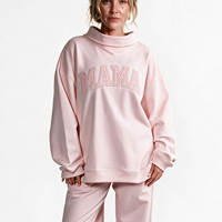 Sweat-shirts pour femmes à col montant, en tricot imprimé, épais, extensibles et doux, respirants, pour usage quotidien et décontracté, avec badge et paillettes