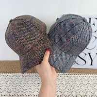 Casquette de baseball structurée pour femme, protection solaire extérieure, chapeau à carreaux pour homme, mode polyvalente, nouveau style automne-hiver