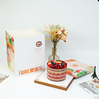 Boîte à gâteau en papier de qualité alimentaire, emballage en papier pliable avec logo personnalisé, poignée OEM pour fête, anniversaire, dessert, boîte en carton
