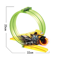 Kit d'assemblage de moto jouet pour enfants en plastique à l'échelle 1:5, à inertie, avec piste transformable et lanceur Flying Racers