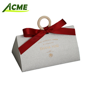 Boîte à dragées personnalisée avec logo estampé à chaud, petite boîte cadeau pour chocolats et bonbons, ruban, emballage pour mariage et fête, couleurs violet, vert, rouge - Product Image 5