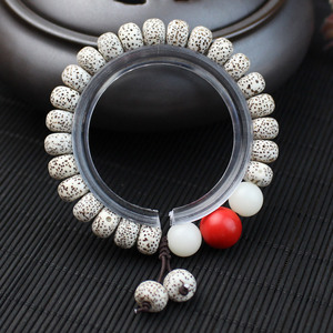 Pulsera de Semillas de Bodhi de un Solo Hilo, 22 Cuentas Redondas en Forma de Barril, Estilo Étnico, Joyería para Ceremonias Religiosas - Product Image 1