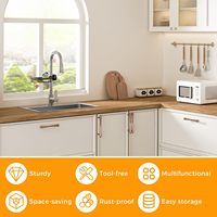 Porte-éponge sur le robinet évier de cuisine Caddy organisateur en acier inoxydable mural détachable suspendu robinet égouttoir