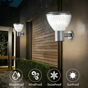 Lampe murale solaire extérieure moderne IP66 étanche en aluminium avec batterie LiFePO4, angle de faisceau 360°, 3000K/6500K - Product Image 2