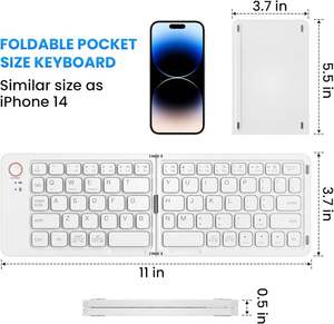 Custom logo ABS Pocket Folding Ultra-Thin Wireless Mini Bluetooth Keyboard Foldable <b>Tablet</b> Keyboard for Smartphone - Product Image 2