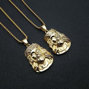 2026 Europese en Amerikaanse mode hiphop roestvrijstalen 18K gouden diamant afbeelding hanger religieuze sieraden ketting met ketting - Product Image 2