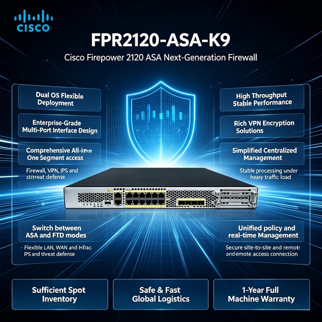 Original Brand New Sealed Cisco FPR2120-ASA-K9 Firepower 2120 Next-Generation ASA Threat Defense Firewall Security Appliance