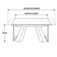 Ensemble de table à manger rectangulaire moderne pour hôtel et restaurant, plateau en marbre blanc, structure métallique, mobilier en conteneur complet