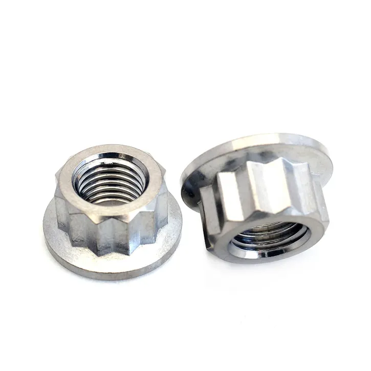 China wholesale High Strength Customized automotive 1mm lock nut m18 m4 m7 m10 Anodized Gr2 gr5 titanium 12 points flange nut