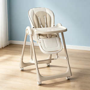 Seggiolone per Bambini con Rotazione a 360 Gradi °   Sedia a <span class=keywords><strong>Dondolo</strong></span> con Ruote Universali, Cuscino in Pelle, Seduta Allargata, Altezza Regolabile - Product Image 4