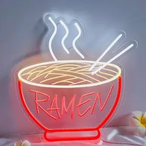 Penjualan Laris Mangkuk dan Mi Tanda Neon Unik LED Neon Restoran Rumah Seni Logo USB Dekorasi Neon