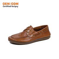 Chaussures de navigation vintage d'été en cuir véritable à bout rond pour hommes, décontractées, à lacets, semelle souple, cousues à la main en cuir de cheval, directement de l'usine OEM