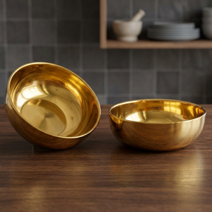 Ensemble de bols jetables en laiton doré poli, faits à la main, écologiques, bols de service indiens, décoration de la maison, centre de table pour la Pooja - Product Image 6