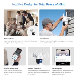 กล้องรักษาความปลอดภัยพลังงานแสงอาทิตย์ 4G LTE ไร้สาย 1080P PTZ ใช้พลังงานแบตเตอรี่ ตรวจจับมนุษย์ด้วย AI สำหรับภายนอกอาคาร โหมด AOV - Product Image 6