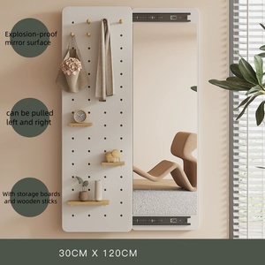 Modern Full-Length Wooden Closet Cabinet Space-Saving Sliding Entrance <strong>Mirror</strong> Handmade Art <strong>Deco</strong> Design for Weddings Birthdays - Product Image 2
