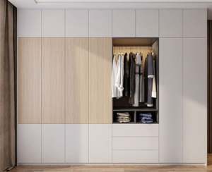 Armoire de rangement moderne pour chambre à coucher de maison vestiaire sectionnel avec armoire latérale armoire en bois - Product Image 4