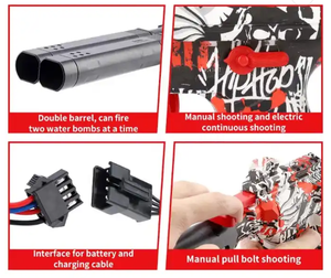 Venta caliente M4 doble barril Gelblaster Splatter Gel Drum Clips eléctrico Splat Gel Blaster pistolas de juguete - Product Image 6