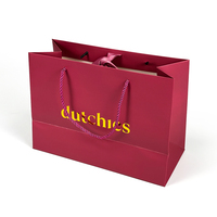 Sac en papier mat vert foncé de luxe avec logo personnalisé estampé à chaud pour boutique de vêtements, chaussures, fourrures, emballage cadeau avec ruban/cordon en coton
