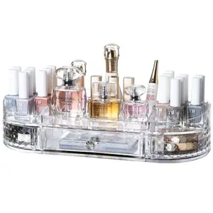 HOMESWEET Creative Fashion Square Plastic Containers Acrylic Cosmetic Display Lipstick Stand Holder Jewelry Storage Box Organize