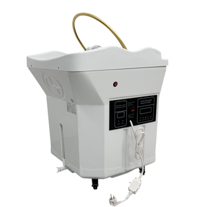 Lit de massage et bac à shampoing électrique de luxe 2-en-1 portable en acier inoxydable et cuir synthétique pour salon de coiffure et spa, avec prise électrique - Product Image 3