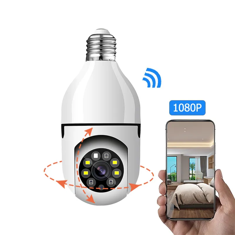 1080 hd 360 degree ptz camera smart wireless wifi cctv security light bulb camera