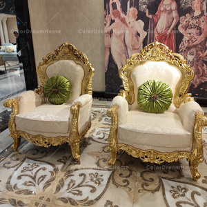 Ensemble de canapés modulables au design français de luxe Pieds en bois doré Style royal pour hôtel Villa-Exquisite Parisian Style Dubai - Product Image 3