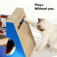 Maison pliable en carton pour chat avec griffoir, cachette en carton ondulé, tapis à griffer, lit pour chat d'intérieur, jouet