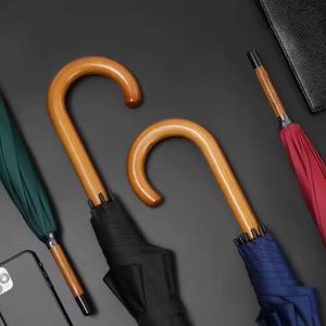Paraguas de Viaje para Adultos con Logotipo Personalizado, 8 Varillas, Mango de Madera, Diseño Clásico, Semi-Automático, Estilo Recto, con Tela Pongee - Product Image 4
