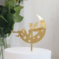 Dekorasi Kue Peri Lintas Batas, Topper Peri Kecil, Ornamen Peri Bunga, Kartu Akrilik untuk Kue Ulang Tahun
