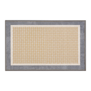Tapis d'entrée antidérapant rectangulaire couleur crème, tapis de porte pour la maison, fibre de polyester, texture géométrique - Product Image 3
