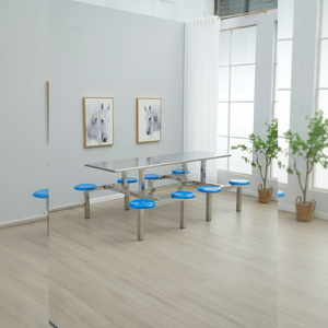 Mesa de comedor de acero inoxidable extensible convertible moderna de salida de fábrica para uso en hoteles y almacenes - Product Image 1