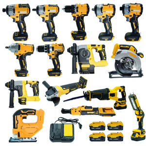 20V Cordless Power Tools Combo Kit 15-Piece All-in-One Set Brushless Impact Drill Wrench Saw for Home Renovation Professional