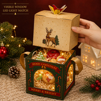 Boîte cadeau de Noël vintage avec couvercle cloche 3D, ruban et poignée, pour emballer pommes, biscuits et bonbons de Noël, rouge et vert, 2 couleurs