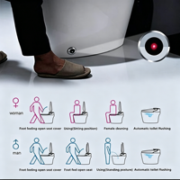 WC intelligent moderne avec bidet intégré, chasse d'eau électrique automatique à commande à distance, toilette intelligente monobloc