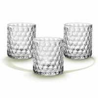Conteneur à bougie en verre cylindrique transparent, 8 motifs en relief, 8x9cm, 330g, pot à bougie vide pour la décoration de table à la maison