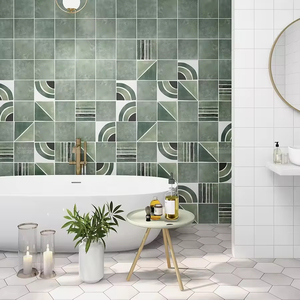 Cao Màu Xanh Lá Cây Retro Ma-rốc Cổ Tuổi <span class=keywords><strong>Handmade</strong></span> Sứ Gạch Vuông Bóng Matte Chống Trượt Cho Nội Thất Cho Nhà Kho Phòng - Product Image 6