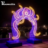 Luces LED Decorativas para Exteriores, Lámpara de Suelo con Motivos 2D y 3D, Personalizable con Forma de Pulpo, Ballena, Faro, Delfín y Otras Criaturas Marinas