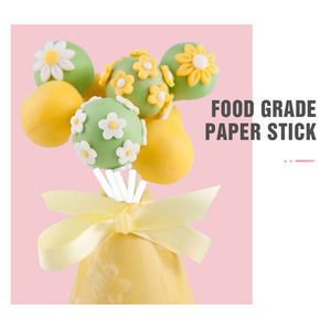 Vente en gros Bâtonnets de sucette transparents blancs jetables écologiques Bâtonnets de papier à barbe à papa déodorant pour gâteau sucette et pâtisserie - Product Image 3