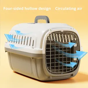 Vente en gros de boîtes de transport pour animaux de compagnie en acier inoxydable PP 51*35*31cm - 4 côtés ventilés, poignée portable, conforme à la norme <span class=keywords><strong>IATA</strong></span>, motif de dessin animé - Product Image 3